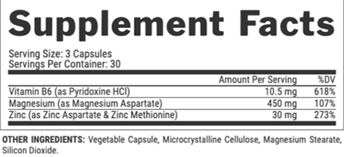 Nutrex ZMA Supplement Facts Image