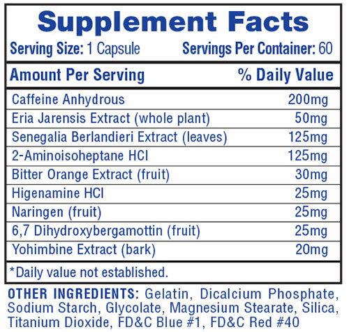 Redux Supplement Facts Image