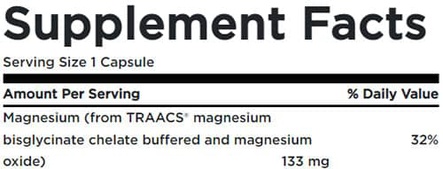 Swanson Albion Magnesium Glycinate Supplement Facts Image