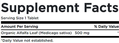 Swanson Alfalfa Supplement Facts Image