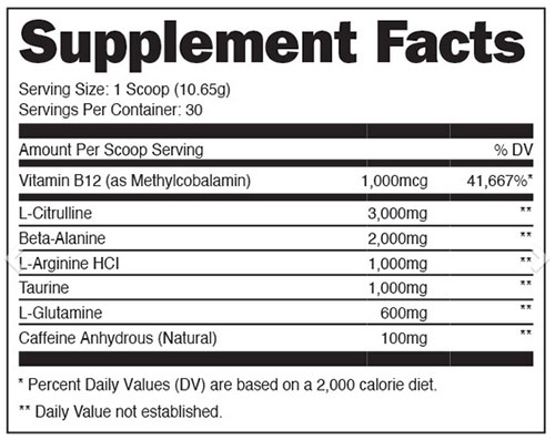 Bumped Up Pre Workout Supplement Facts Image