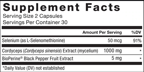 Force Factor Cordyceps Supplement Facts Image