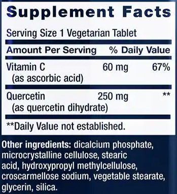 Life Extension Quercetin and Vitamin C Supplement Facts Image