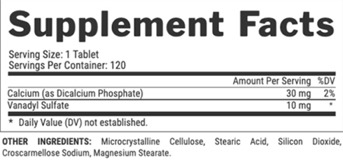 Nutrex Vanadyl Sulfate Supplement Facts Image
