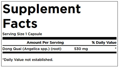 Swanson Full Spectrum Dong Quai Supplement Facts Image