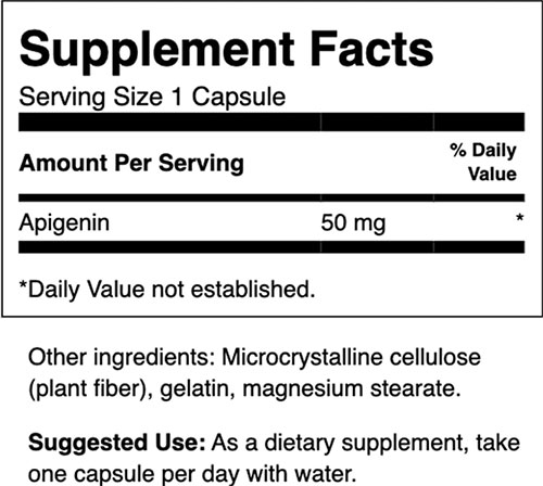 Swanson Apigenin Supplement Facts Image