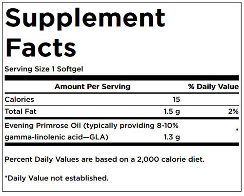 Swanson Evening Primrose Oil Supplement Facts Image