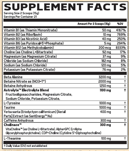 Specimen Regular Version Supplement Facts Image
