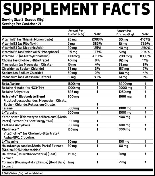 Specimen Yo Yo Supplement Facts Image