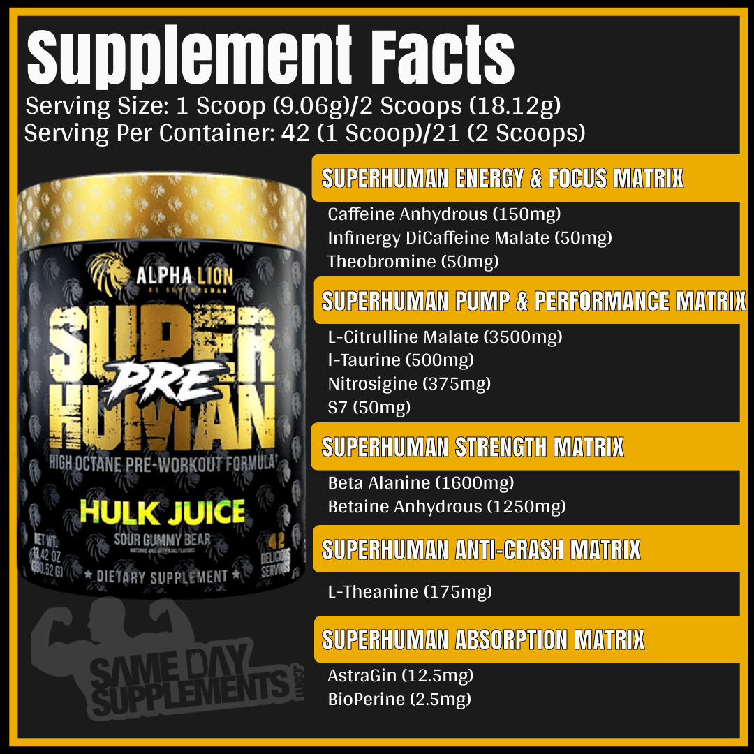 SuperHuman Pre Workout Supplement Facts superhuman pre supplement facts