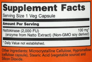 NOW Nattokinase Supplement Facts Image
