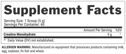 Nutrex Creatine Supplement Facts Image