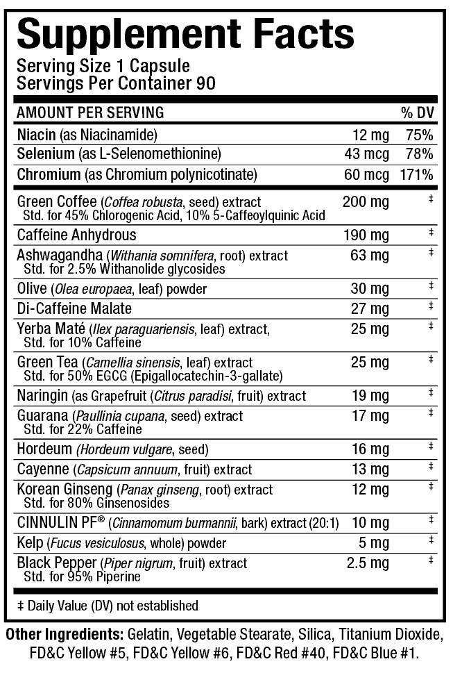 Rapidcuts Shredded Supplement Facts