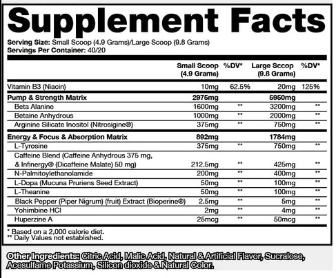 Venom Pre Workout Ingredients Image
