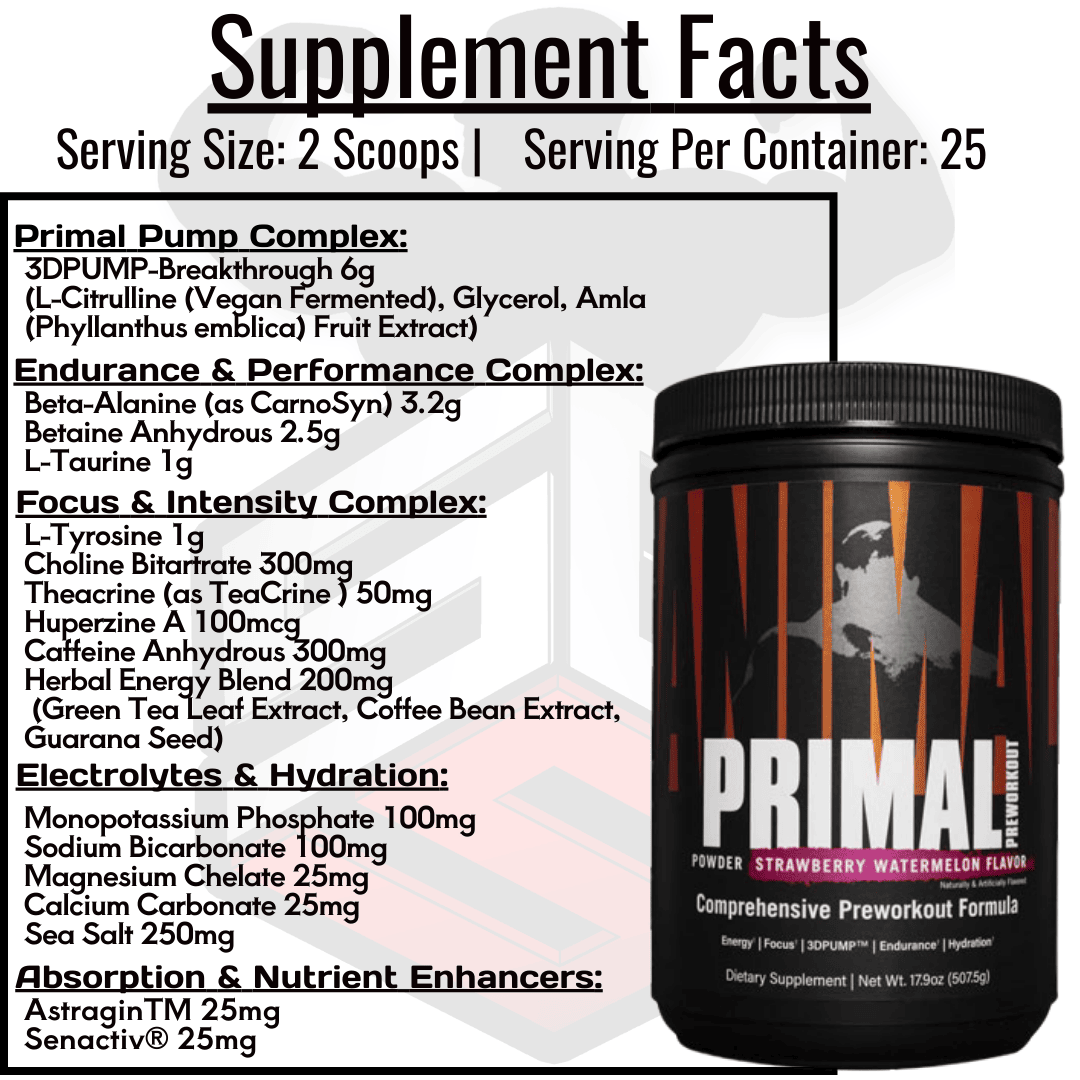 Animal Primal Pre Workout Supplement Facts