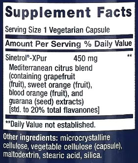 Life Extension Mediterranean Trim Supplement Facts Image