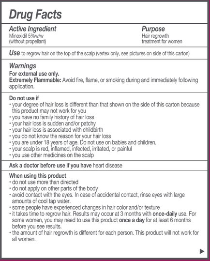 BoxleyMD Women's Minoxidil Drug Facts Image