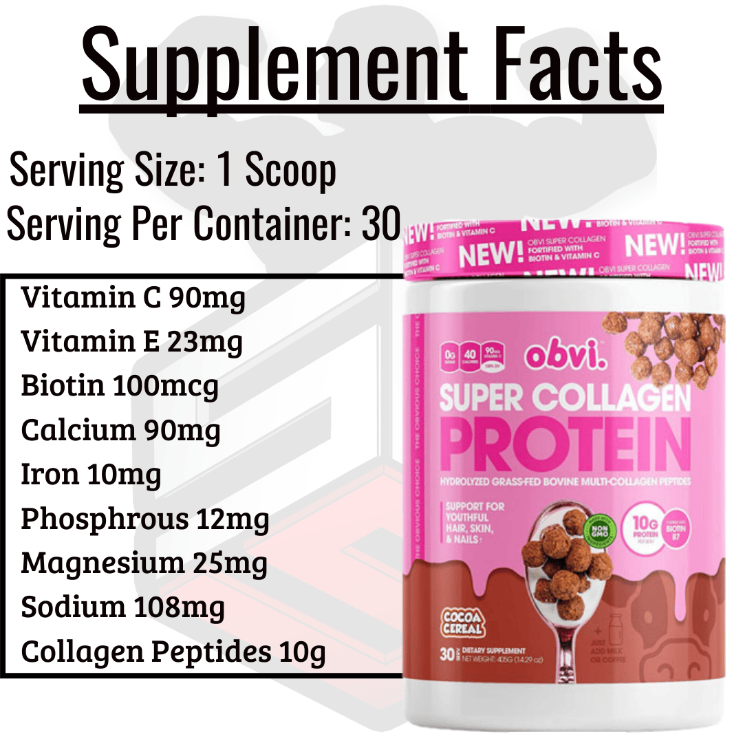 Obvi Super Collagen Protein Supplement facts