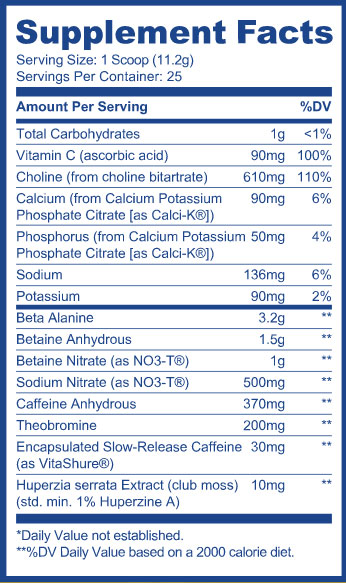Ryse Blackout Pre Workout SunnyD Supplement Facts Image