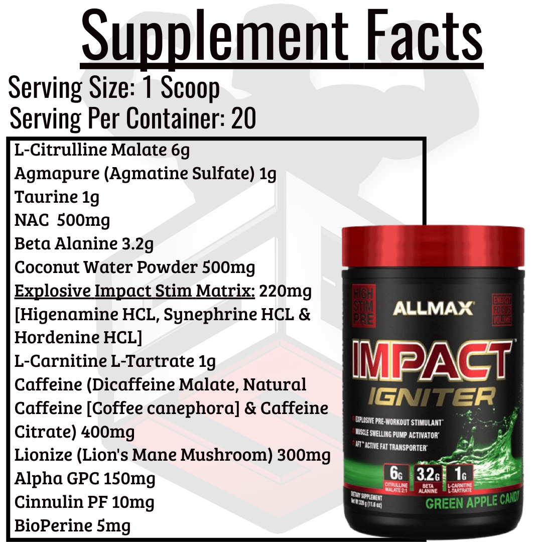 Impact Igniter Pre Workout Supplement Facts 