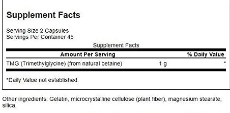 Swanson TMG Supplement Facts Image