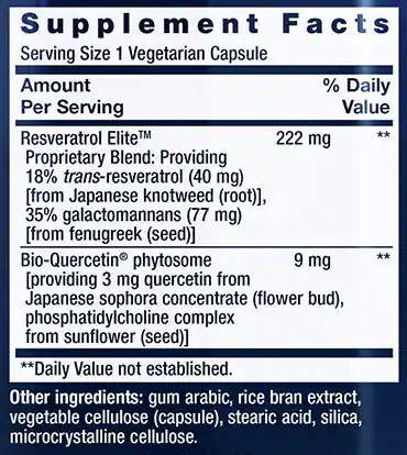 Life Extension Optimum Resveratol Elite Supplement Facts