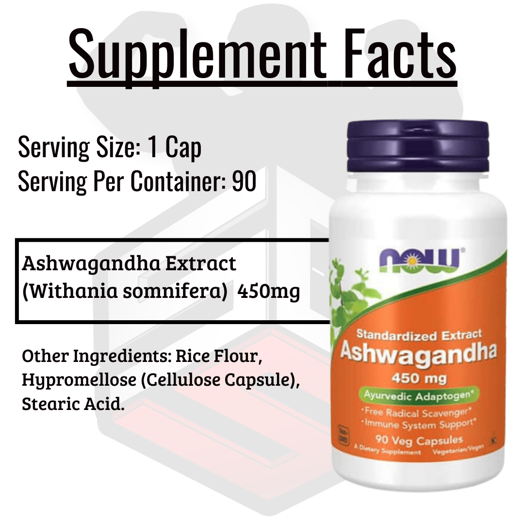 NOW Ashwagandha Extract Supplement Facts 