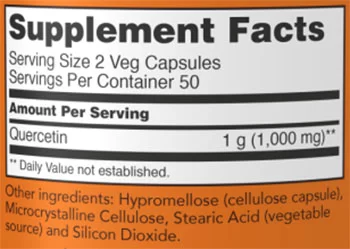 NOW Quercetin Supplement Facts Image