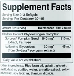 Swanson Go-Less Bladder Control Formula Supplement Facts Image