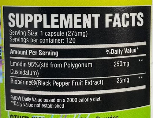 Chemix Cortibloc Supplement Facts Image