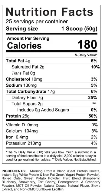 Gaspari Quick Meal Supplement Facts Image