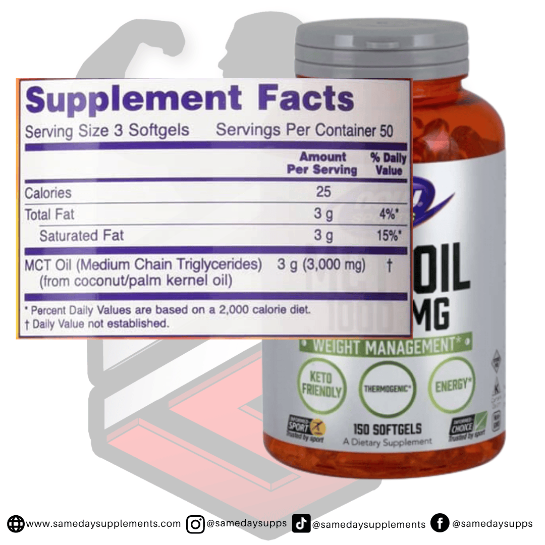 NOW MCT Oil - 1000 mg - 150 Softgels