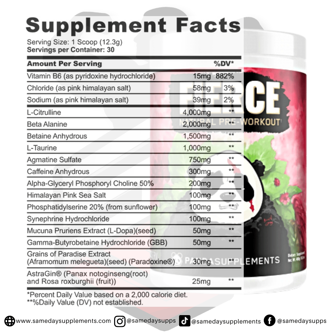 Fierce Pre Workout Supplement Facts