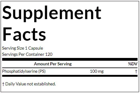 Jarrow Formulas PS100 Supplement Facts Image