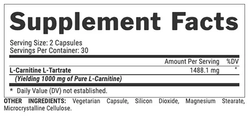 Lipo 6 Carnitine Supplement Facts Image