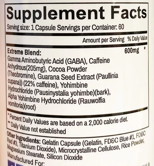 Oxy Xtreme Ingredients