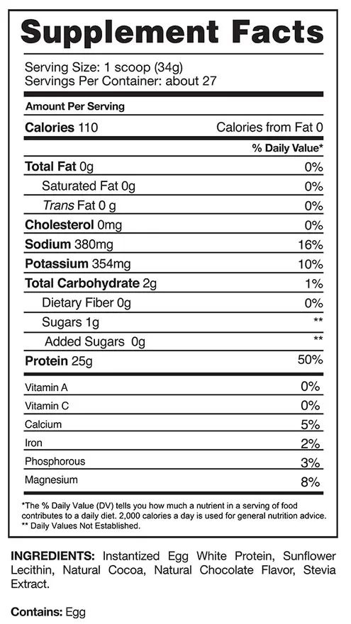 Proven Egg Protein Supplement Facts Image