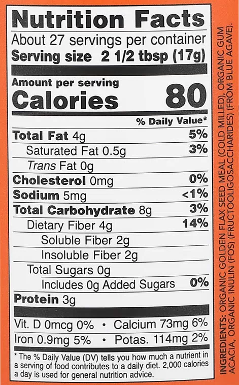NOW Fiber 3 Supplement Facts Image