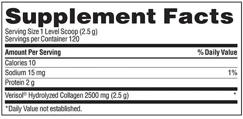 TruNature Verisol Supplement Facts Image