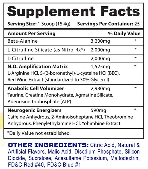 Krank3d Supplement Facts Image