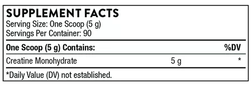 Thorne Creatine Supplement Facts Image