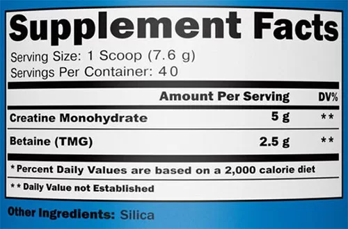 Creataine Supplement Facts Image