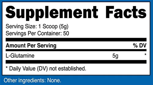 Nutricost L-Glutamine Powder Supplement Facts Image