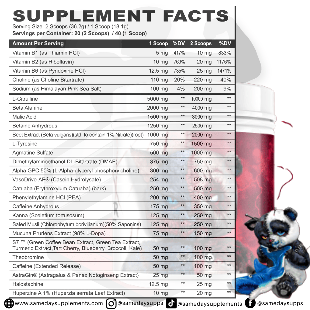 Sinister Pre Workout Supp Facts