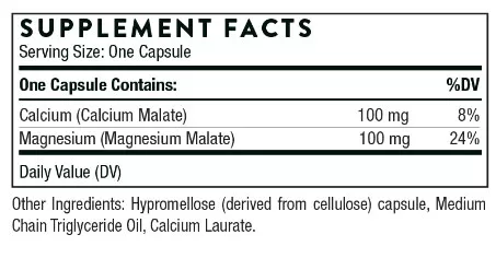 Thorne Calcium Magnesium Malate Supplement Facts Image