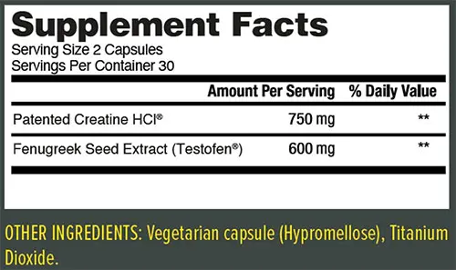 Concret Creatine Test Supplement Facts Image