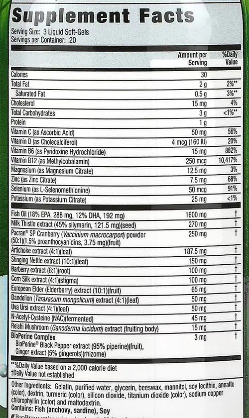 2-In-1 Kidney and Liver Super Cleanse Supplement Facts Image