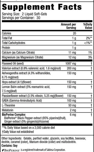 Power to Sleep PM Supplement Facts Image