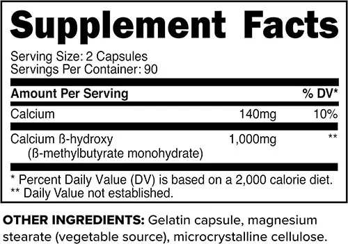 PrimaForce HMB Supplement Facts Image