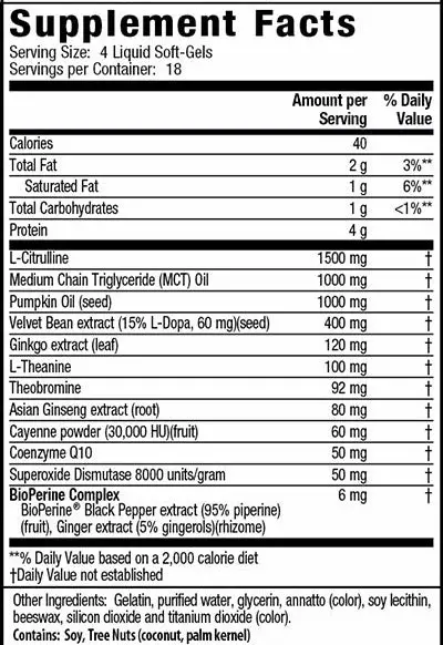 Steel Libido Red Supplement Facts Image